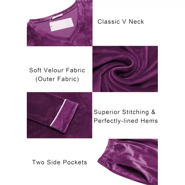 Ekouaer Couples Matching Pajamas Sets Velvet PJs Set for Men and Women Velour Long Sleeve Sleepwear SXXLMen Purple