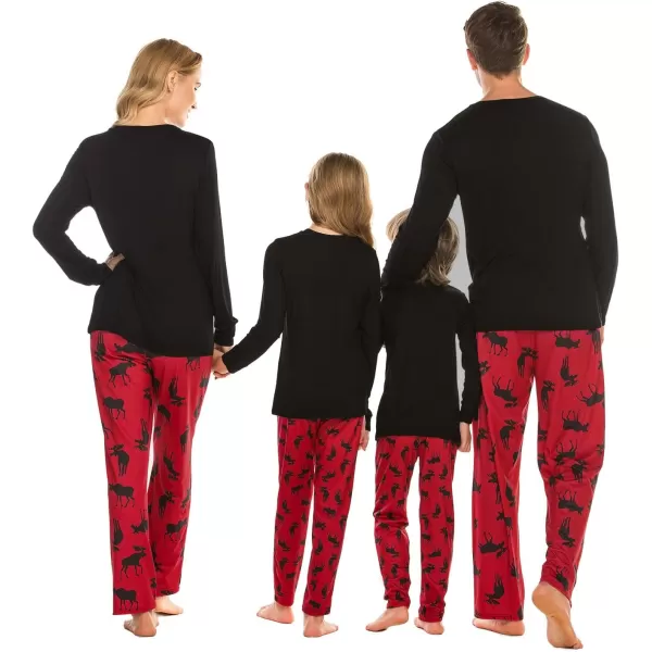 Ekouaer Matching Family Christmas Pajamas Holiday Sleepwear Set Long Sleeve Pullover and Printed Pants SXXLKids Black With Deer