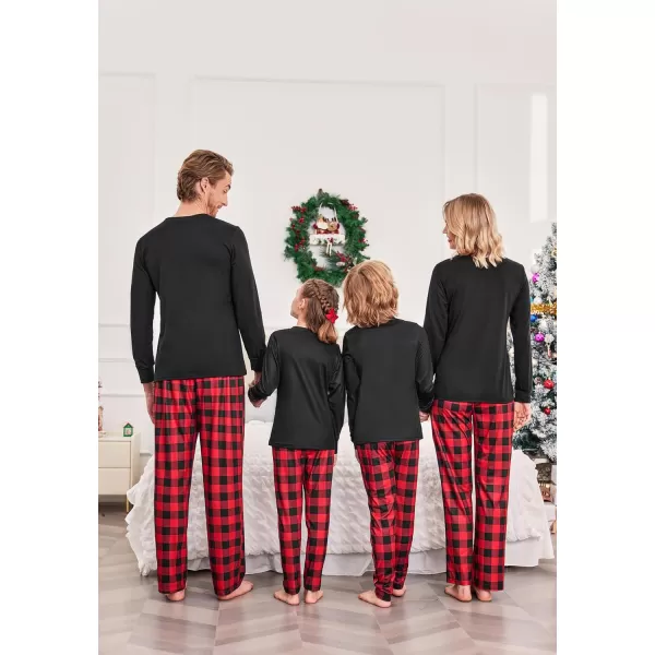 Ekouaer Matching Family Christmas Pajamas Holiday Sleepwear Set Long Sleeve Pullover and Printed Pants SXXLKids Deer With Red Plaid