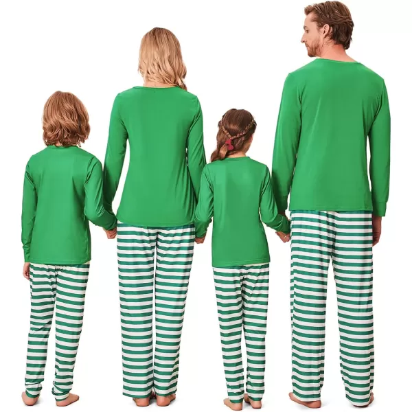 Ekouaer Matching Family Christmas Pajamas Holiday Sleepwear Set Long Sleeve Pullover and Printed Pants SXXLKids Green Stripes