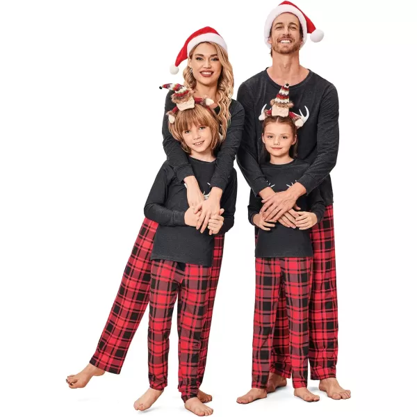 Ekouaer Matching Family Christmas Pajamas Holiday Sleepwear Set Long Sleeve Pullover and Printed Pants SXXLKids Mgrey Textile With Deer