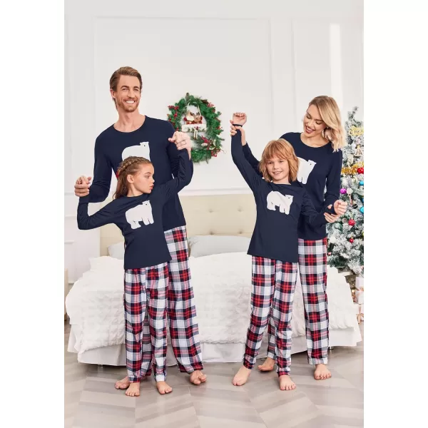 Ekouaer Matching Family Christmas Pajamas Holiday Sleepwear Set Long Sleeve Pullover and Printed Pants SXXLKids Navy Blue