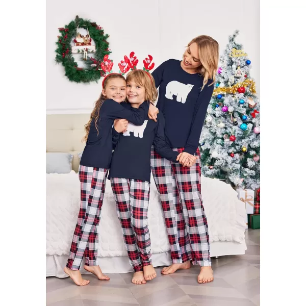 Ekouaer Matching Family Christmas Pajamas Holiday Sleepwear Set Long Sleeve Pullover and Printed Pants SXXLKids Navy Blue