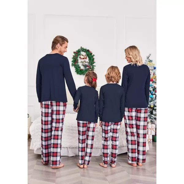 Ekouaer Matching Family Christmas Pajamas Holiday Sleepwear Set Long Sleeve Pullover and Printed Pants SXXLKids Navy Blue