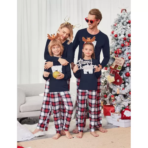 Ekouaer Matching Family Christmas Pajamas Holiday Sleepwear Set Long Sleeve Pullover and Printed Pants SXXLKids Navy Blue