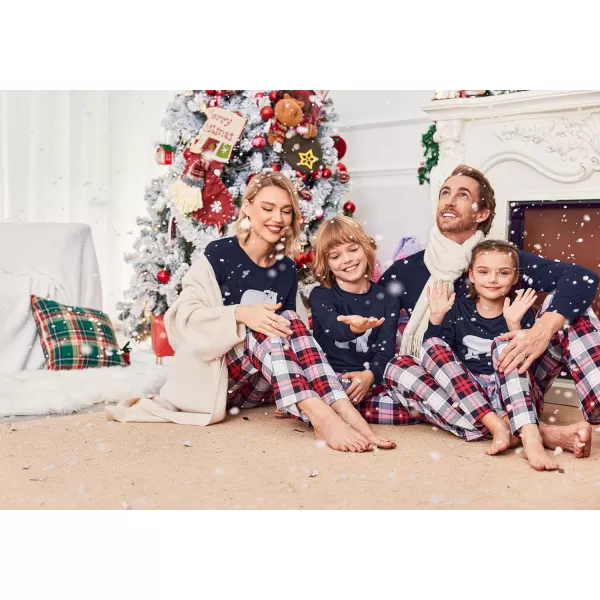 Ekouaer Matching Family Christmas Pajamas Holiday Sleepwear Set Long Sleeve Pullover and Printed Pants SXXLKids Navy Blue