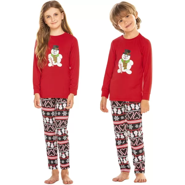 Ekouaer Matching Family Christmas Pajamas Holiday Sleepwear Set Long Sleeve Pullover and Printed Pants SXXLKids Red With Snowman