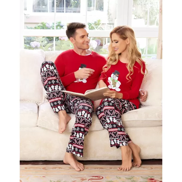 Ekouaer Matching Family Christmas Pajamas Holiday Sleepwear Set Long Sleeve Pullover and Printed Pants SXXLKids Red With Snowman