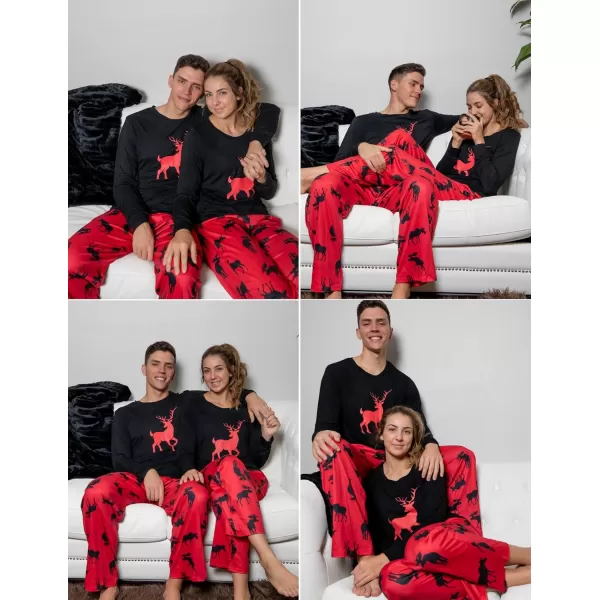 Ekouaer Matching Family Christmas Pajamas Holiday Sleepwear Set Long Sleeve Pullover and Printed Pants SXXLMen Black With Deer