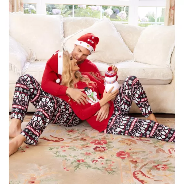 Ekouaer Matching Family Christmas Pajamas Holiday Sleepwear Set Long Sleeve Pullover and Printed Pants SXXLMen Red With Snowman