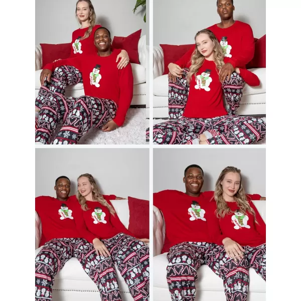 Ekouaer Matching Family Christmas Pajamas Holiday Sleepwear Set Long Sleeve Pullover and Printed Pants SXXLMen Red With Snowman