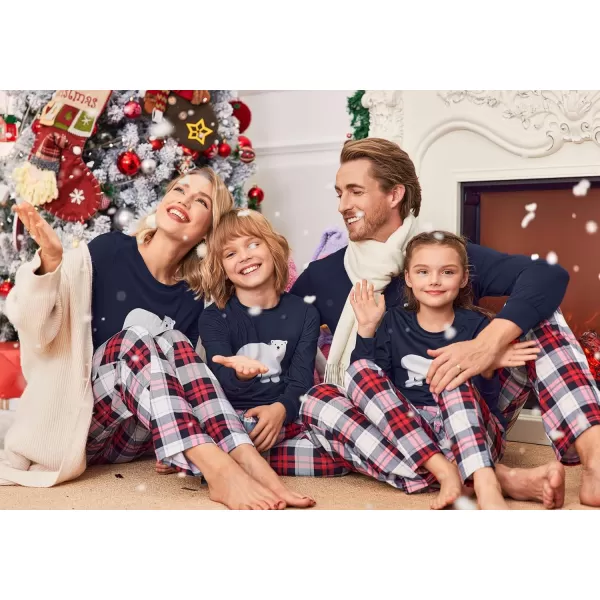 Ekouaer Matching Family Christmas Pajamas Holiday Sleepwear Set Long Sleeve Pullover and Printed Pants SXXLWomen Navy Blue