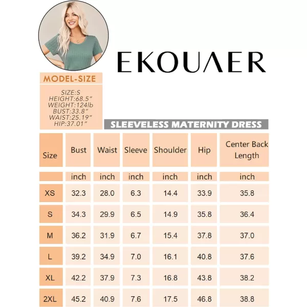 Ekouaer Maternity Dress Rib Knit Short Sleeve Bodycon Dresses Casual Stretchy Pregnancy Clothes SXXLA Mint Green