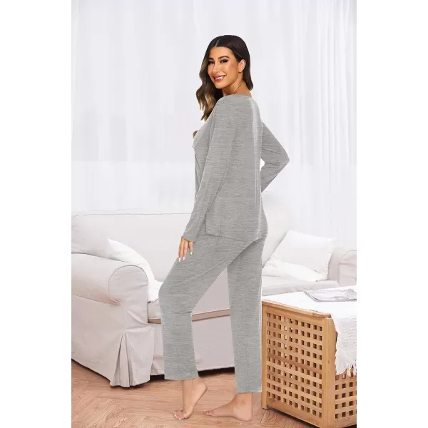 Ekouaer Maternity Nursing Pajama Sets Labor Delivery Pjs Long Sleeve Breastfeeding Pajamas Pregnancy Sleepwear Set SXXLHeather Grey