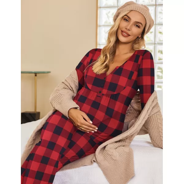 Ekouaer Maternity Nursing Pajama Sets Labor Delivery Pjs Long Sleeve Breastfeeding Pajamas Pregnancy Sleepwear Set SXXLRed amp Black Plaid