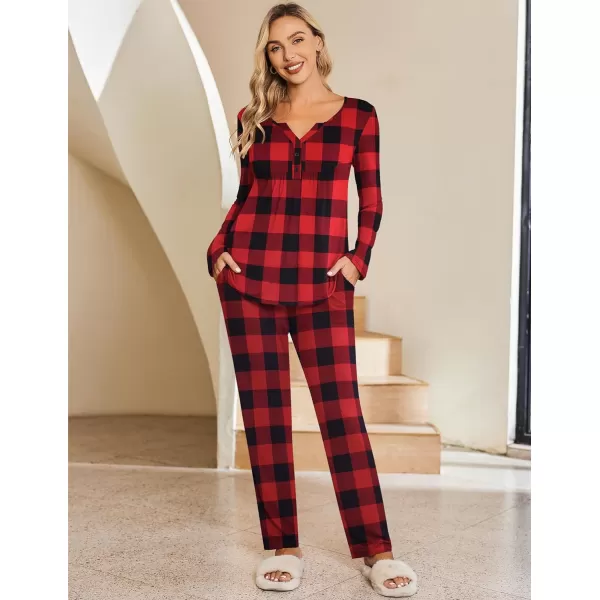 Ekouaer Maternity Nursing Pajama Sets Labor Delivery Pjs Long Sleeve Breastfeeding Pajamas Pregnancy Sleepwear Set SXXLRed amp Black Plaid