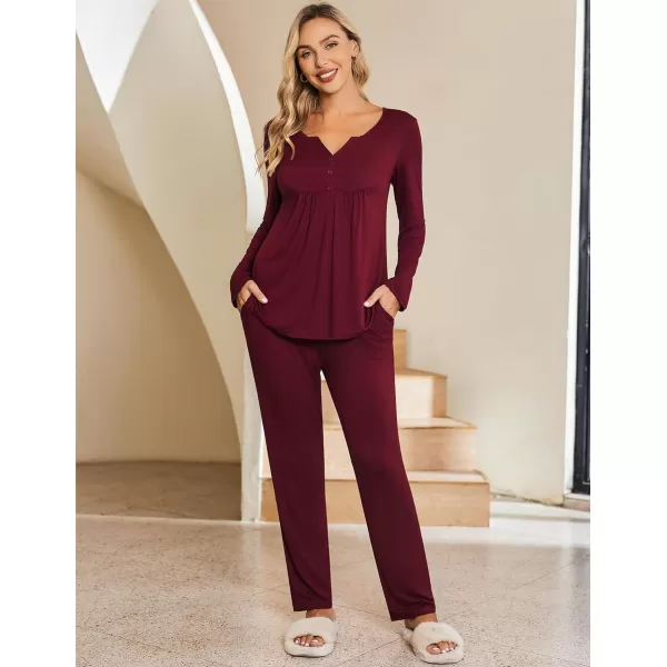 Ekouaer Maternity Nursing Pajama Sets Labor Delivery Pjs Long Sleeve Breastfeeding Pajamas Pregnancy Sleepwear Set SXXLWine Red