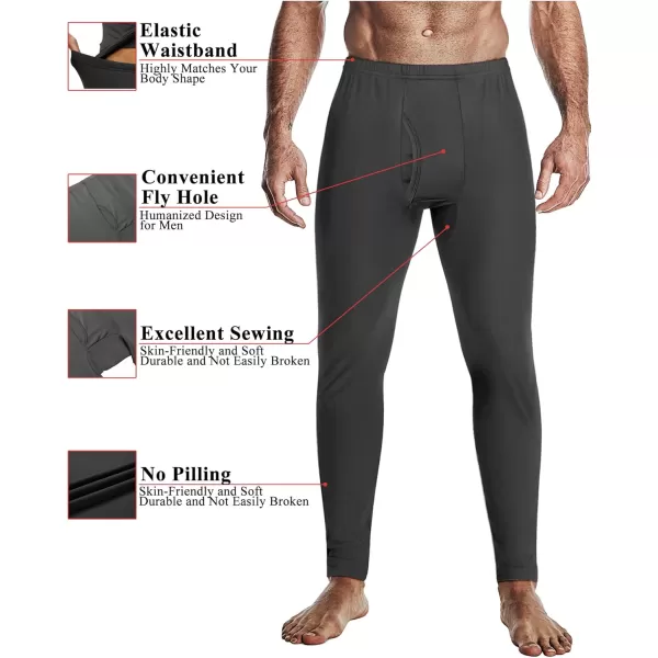 Ekouaer Mens Long Johns Thermal Underwear Micro Soft Fleece Lined Base Layer Set Cold Weather Warm Underwear Top and BottomDeep Grey