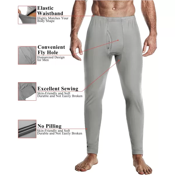 Ekouaer Mens Long Johns Thermal Underwear Micro Soft Fleece Lined Base Layer Set Cold Weather Warm Underwear Top and BottomLight Grey