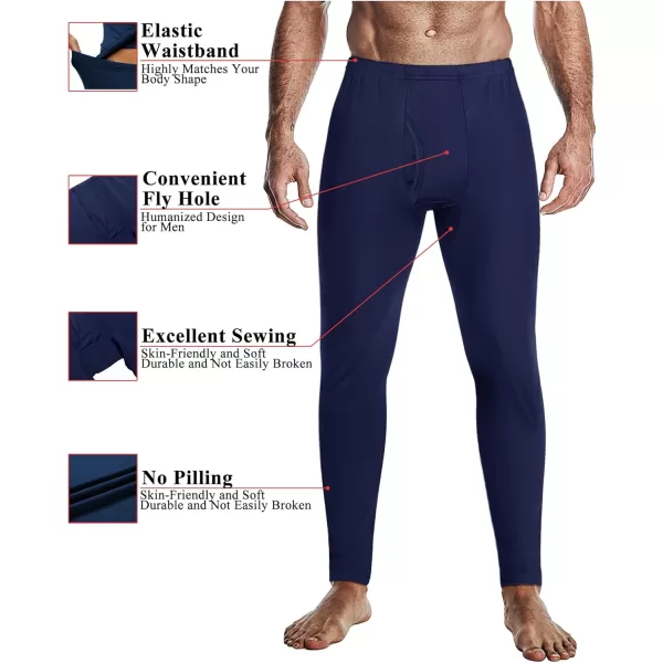 Ekouaer Mens Long Johns Thermal Underwear Micro Soft Fleece Lined Base Layer Set Cold Weather Warm Underwear Top and BottomNavy Blue