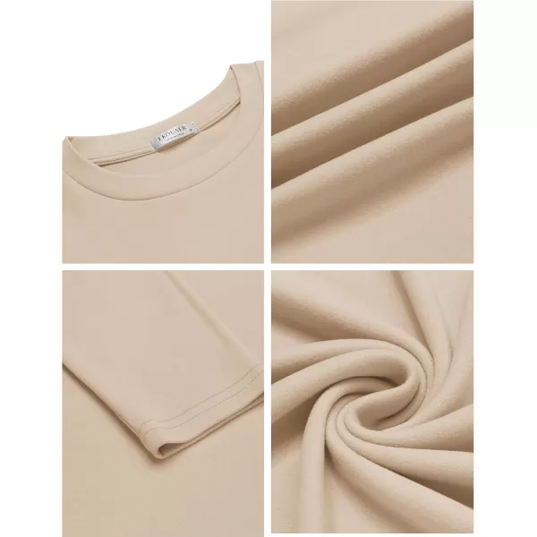 Ekouaer Mens Long Sleeve Shirts Crew Neck Fleece Thermal Undershirts Midweight Sweatshirts Soft Base Layer Pullover Tee Tops2pcs Black Khaki