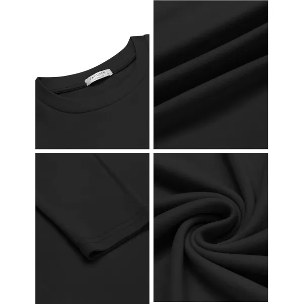 Ekouaer Mens Long Sleeve Shirts Crew Neck Fleece Thermal Undershirts Midweight Sweatshirts Soft Base Layer Pullover Tee TopsBlack