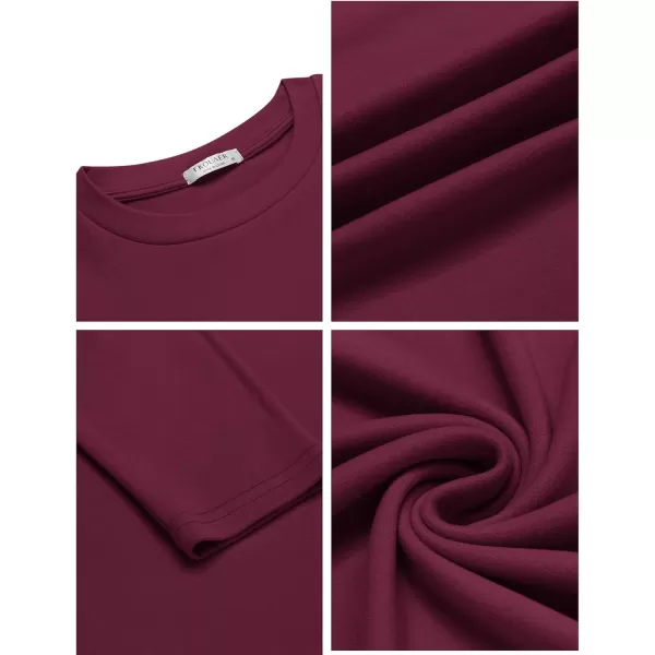 Ekouaer Mens Long Sleeve Shirts Crew Neck Fleece Thermal Undershirts Midweight Sweatshirts Soft Base Layer Pullover Tee TopsDark Red