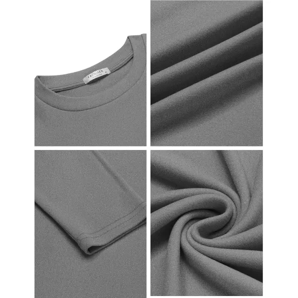 Ekouaer Mens Long Sleeve Shirts Crew Neck Fleece Thermal Undershirts Midweight Sweatshirts Soft Base Layer Pullover Tee TopsGrey