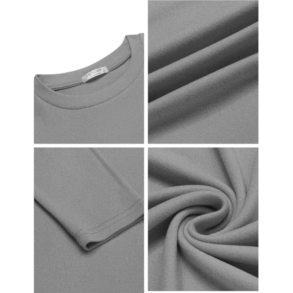 Ekouaer Mens Long Sleeve Shirts Crew Neck Fleece Thermal Undershirts Midweight Sweatshirts Soft Base Layer Pullover Tee TopsLight Grey