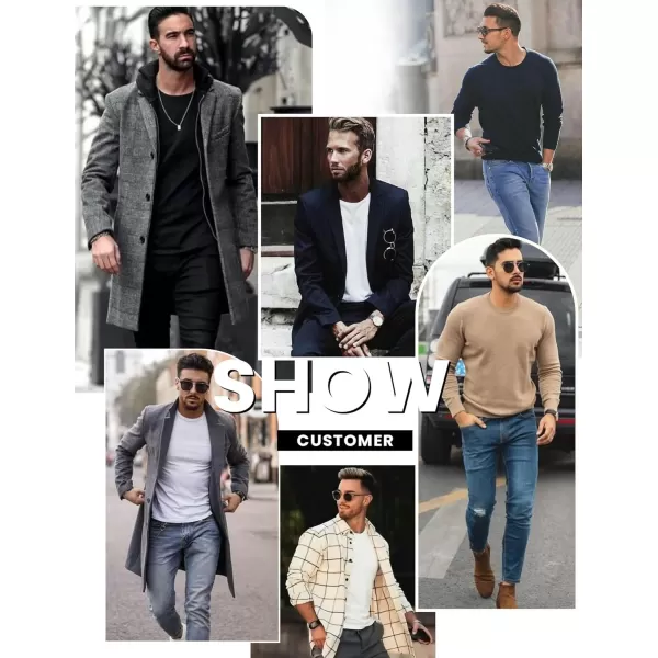 Ekouaer Mens Long Sleeve Shirts Crew Neck Fleece Thermal Undershirts Midweight Sweatshirts Soft Base Layer Pullover Tee TopsLight Grey
