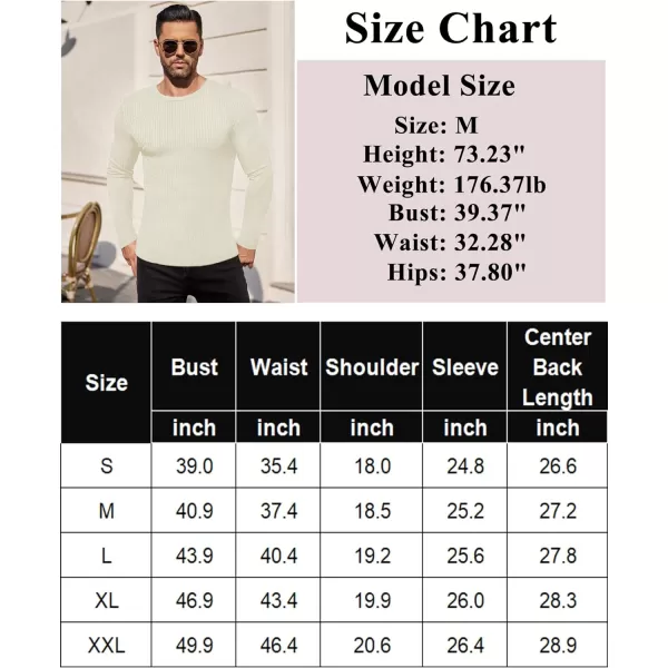 Ekouaer Mens Long Sleeve Shirts Ribbed Pullover Sweater Sim Fit Thermal Tops Crew Neck Stretchy Undershirts SXXLBeige