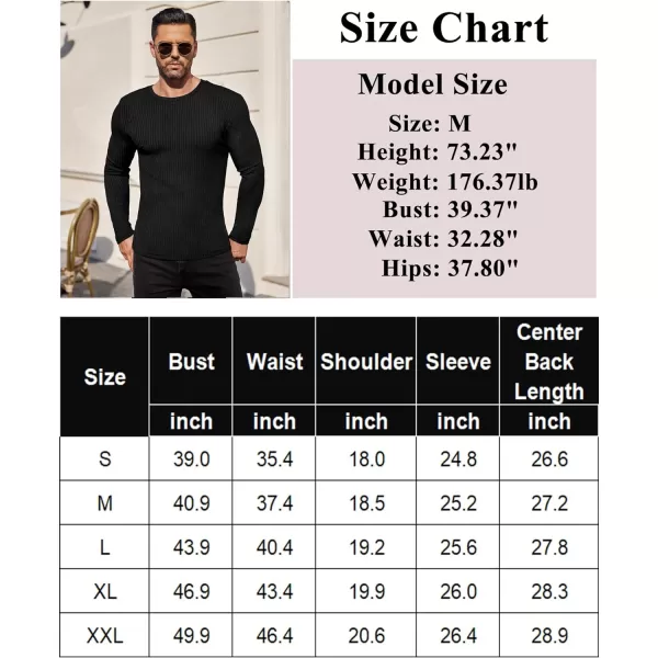 Ekouaer Mens Long Sleeve Shirts Ribbed Pullover Sweater Sim Fit Thermal Tops Crew Neck Stretchy Undershirts SXXLBlack