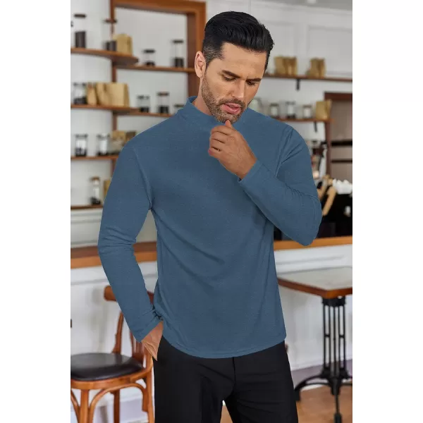 Ekouaer Mens Mock Turtleneck Long Sleeve Turtle Neck Shirts Lightweight Undershirt Thermal Pullover SweaterBlue