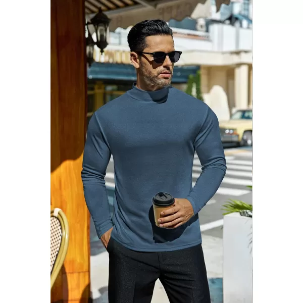 Ekouaer Mens Mock Turtleneck Long Sleeve Turtle Neck Shirts Lightweight Undershirt Thermal Pullover SweaterBlue