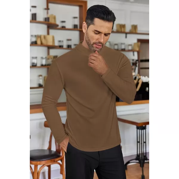 Ekouaer Mens Mock Turtleneck Long Sleeve Turtle Neck Shirts Lightweight Undershirt Thermal Pullover SweaterBrown