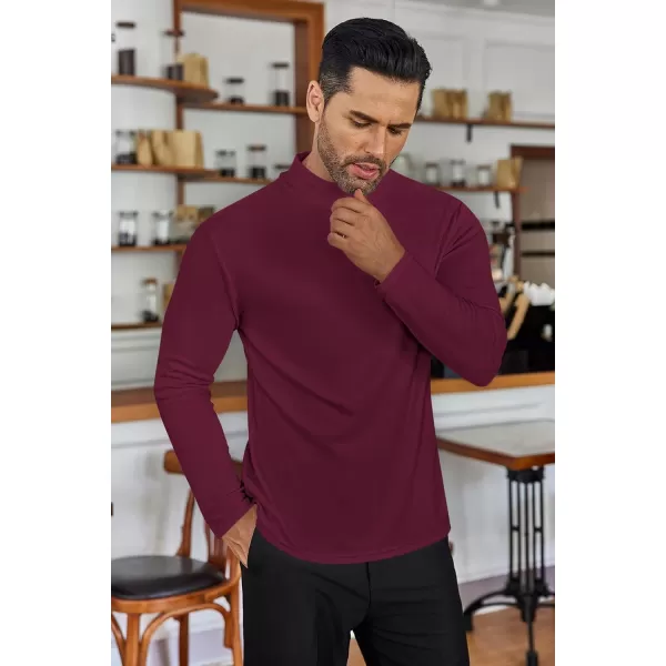 Ekouaer Mens Mock Turtleneck Long Sleeve Turtle Neck Shirts Lightweight Undershirt Thermal Pullover SweaterDark Red