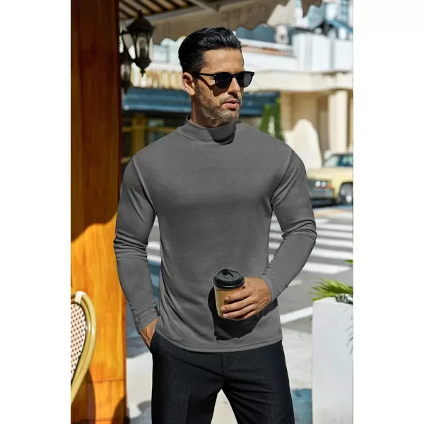 Ekouaer Mens Mock Turtleneck Long Sleeve Turtle Neck Shirts Lightweight Undershirt Thermal Pullover SweaterGray