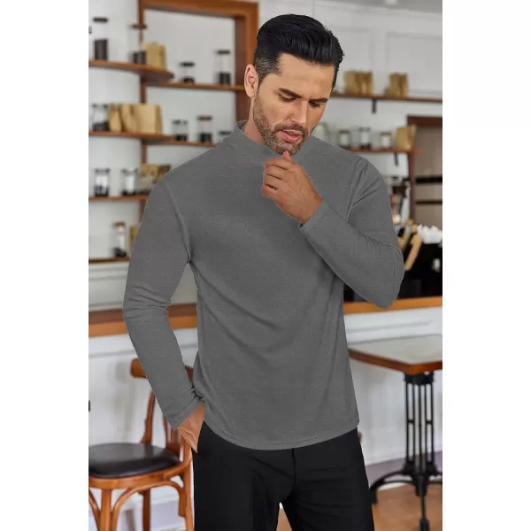 Ekouaer Mens Mock Turtleneck Long Sleeve Turtle Neck Shirts Lightweight Undershirt Thermal Pullover SweaterGray