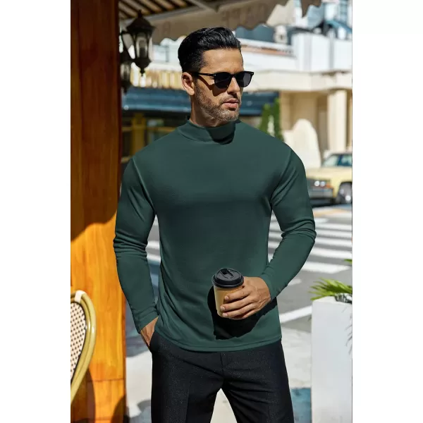 Ekouaer Mens Mock Turtleneck Long Sleeve Turtle Neck Shirts Lightweight Undershirt Thermal Pullover SweaterGreen