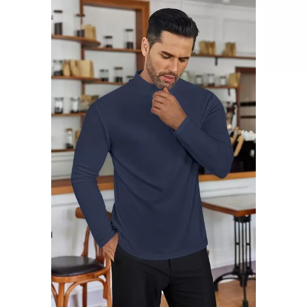 Ekouaer Mens Mock Turtleneck Long Sleeve Turtle Neck Shirts Lightweight Undershirt Thermal Pullover SweaterNavy Blue