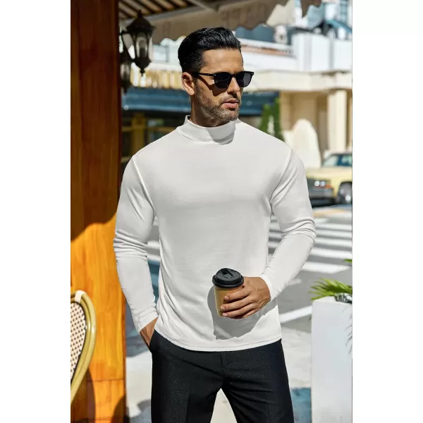 Ekouaer Mens Mock Turtleneck Long Sleeve Turtle Neck Shirts Lightweight Undershirt Thermal Pullover SweaterOffwhite