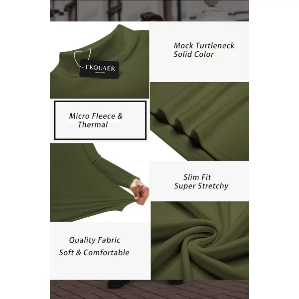 Ekouaer Mens Mock Turtleneck Long Sleeve Turtle Neck Shirts Lightweight Undershirt Thermal Pullover SweaterOlive Army Green