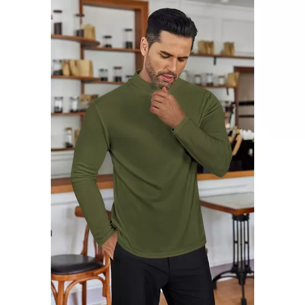 Ekouaer Mens Mock Turtleneck Long Sleeve Turtle Neck Shirts Lightweight Undershirt Thermal Pullover SweaterOlive Army Green