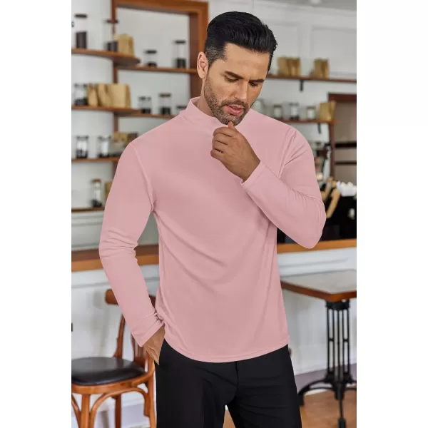 Ekouaer Mens Mock Turtleneck Long Sleeve Turtle Neck Shirts Lightweight Undershirt Thermal Pullover SweaterPink