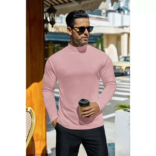 Ekouaer Mens Mock Turtleneck Long Sleeve Turtle Neck Shirts Lightweight Undershirt Thermal Pullover SweaterPink