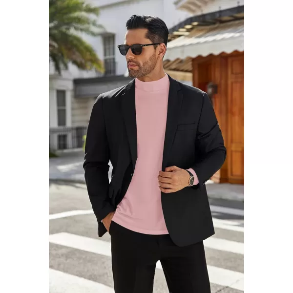 Ekouaer Mens Mock Turtleneck Long Sleeve Turtle Neck Shirts Lightweight Undershirt Thermal Pullover SweaterPink