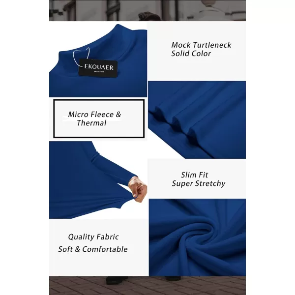 Ekouaer Mens Mock Turtleneck Long Sleeve Turtle Neck Shirts Lightweight Undershirt Thermal Pullover SweaterRoyal Blue