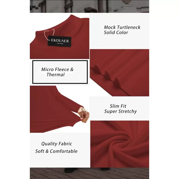 Ekouaer Mens Mock Turtleneck Long Sleeve Turtle Neck Shirts Lightweight Undershirt Thermal Pullover SweaterWine Red