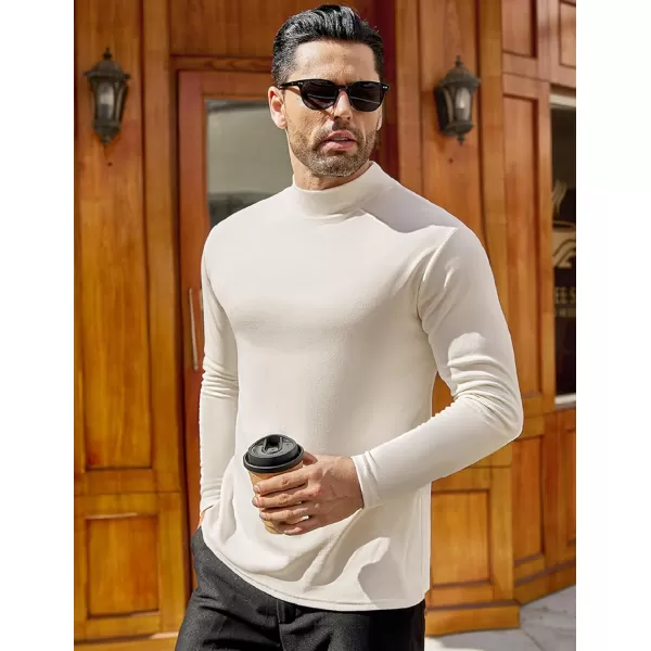 Ekouaer Mens Mock Turtleneck Shirts Long Sleeve Basic Turtle Neck Undershirt Lightweight Thermal Pullover SweaterAoffwhite