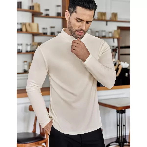 Ekouaer Mens Mock Turtleneck Shirts Long Sleeve Basic Turtle Neck Undershirt Lightweight Thermal Pullover SweaterAoffwhite